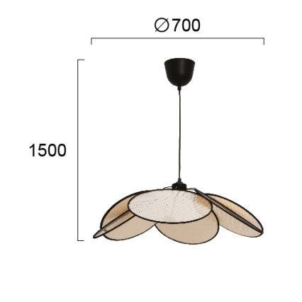 Luster na kabelu MARGARET 1xE27/40W/230V crni/bež