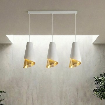 Luster na kabelu MODA 3xE27/15W/230V bijela/zlatna