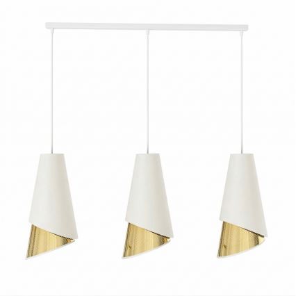 Luster na kabelu MODA 3xE27/15W/230V bijela/zlatna