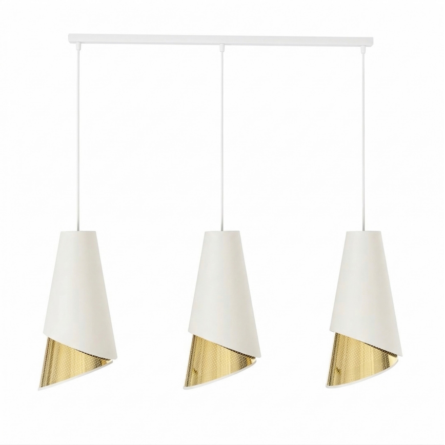 Luster na kabelu MODA 3xE27/15W/230V bijela/zlatna