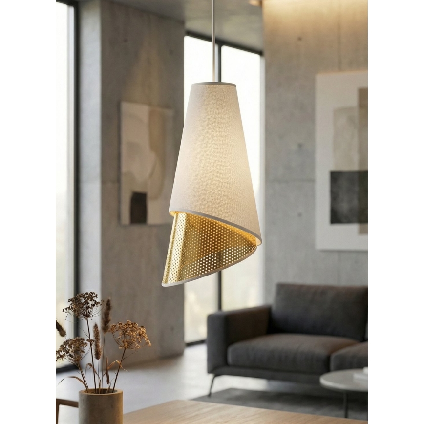 Luster na kabelu MODA 3xE27/15W/230V bijela/zlatna