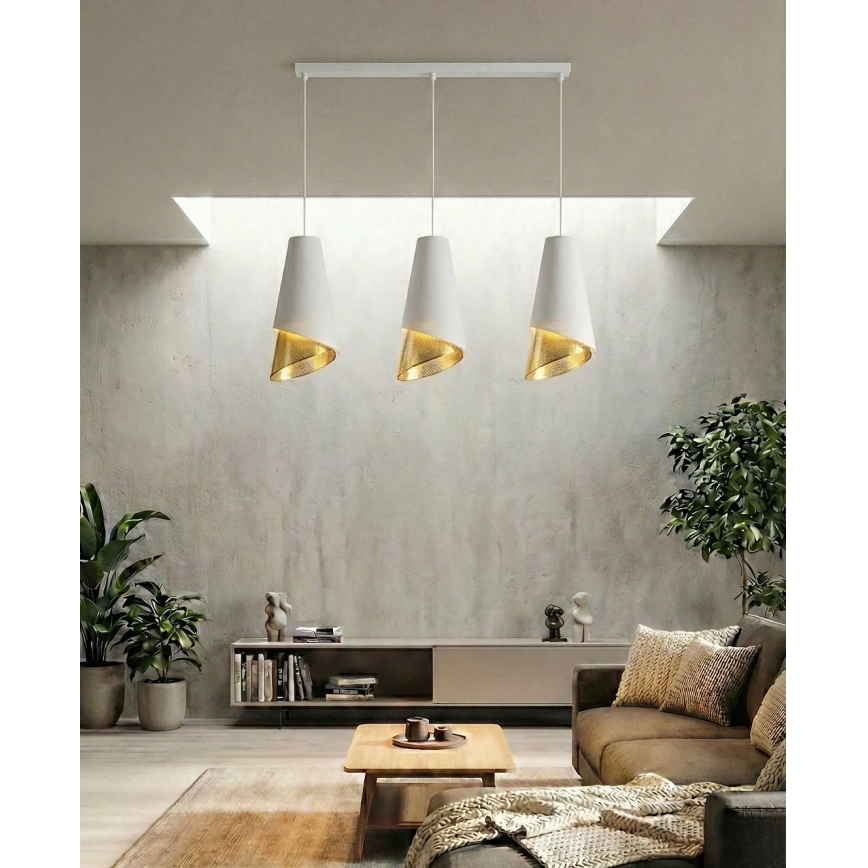 Luster na kabelu MODA 3xE27/15W/230V bijela/zlatna