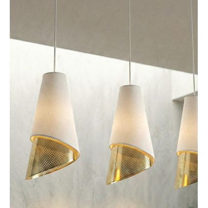 Luster na kabelu MODA 3xE27/15W/230V bijela/zlatna