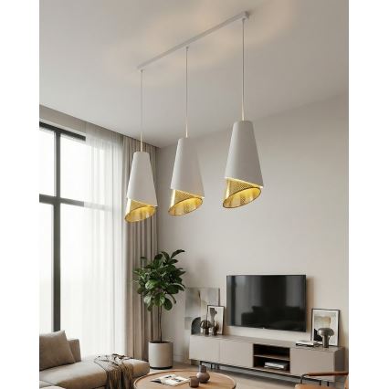 Luster na kabelu MODA 3xE27/15W/230V bijela/zlatna
