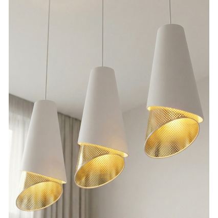 Luster na kabelu MODA 3xE27/15W/230V bijela/zlatna