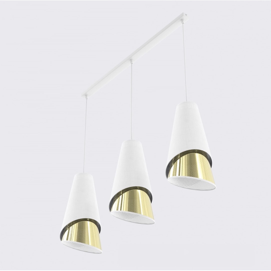Luster na kabelu MODA 3xE27/15W/230V bijela/zlatna