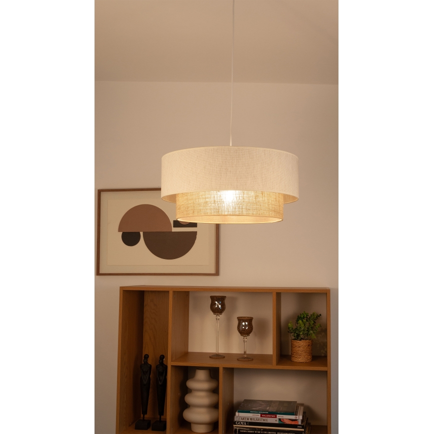 Luster na kabelu NATIA 1xE27/60W/230V Ø 45 cm bijela/smeđa