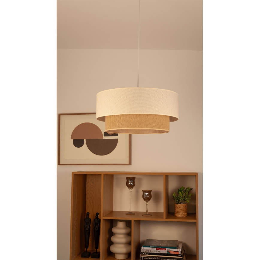 Luster na kabelu NATIA 1xE27/60W/230V Ø 45 cm bijela/smeđa