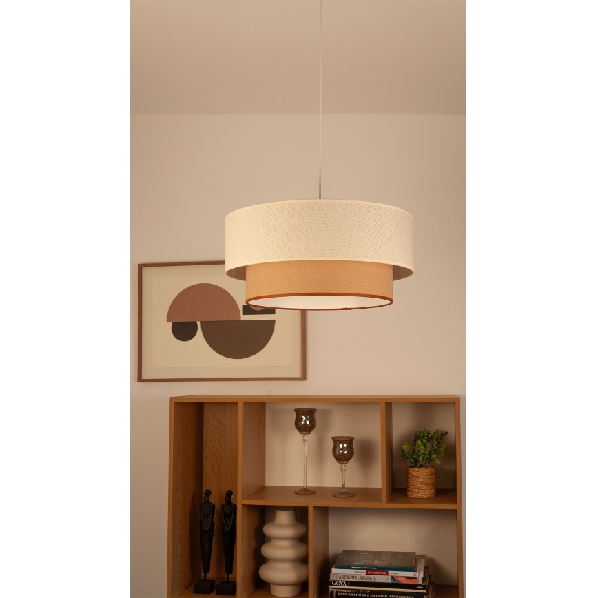 Luster na kabelu NATIA 1xE27/60W/230V Ø45 cm bijela/smeđa