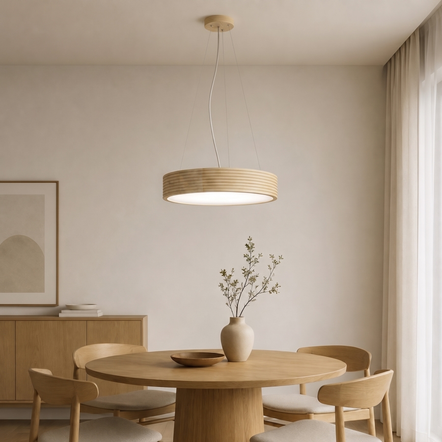 Luster na kabelu NATURAL MODERN 3xE27/15W/230V Ø 47,5 cm borovina