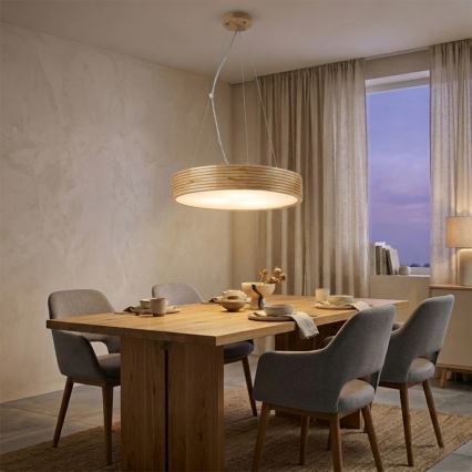 Luster na kabelu NATURAL MODERN 3xE27/15W/230V Ø 47,5 cm borovina