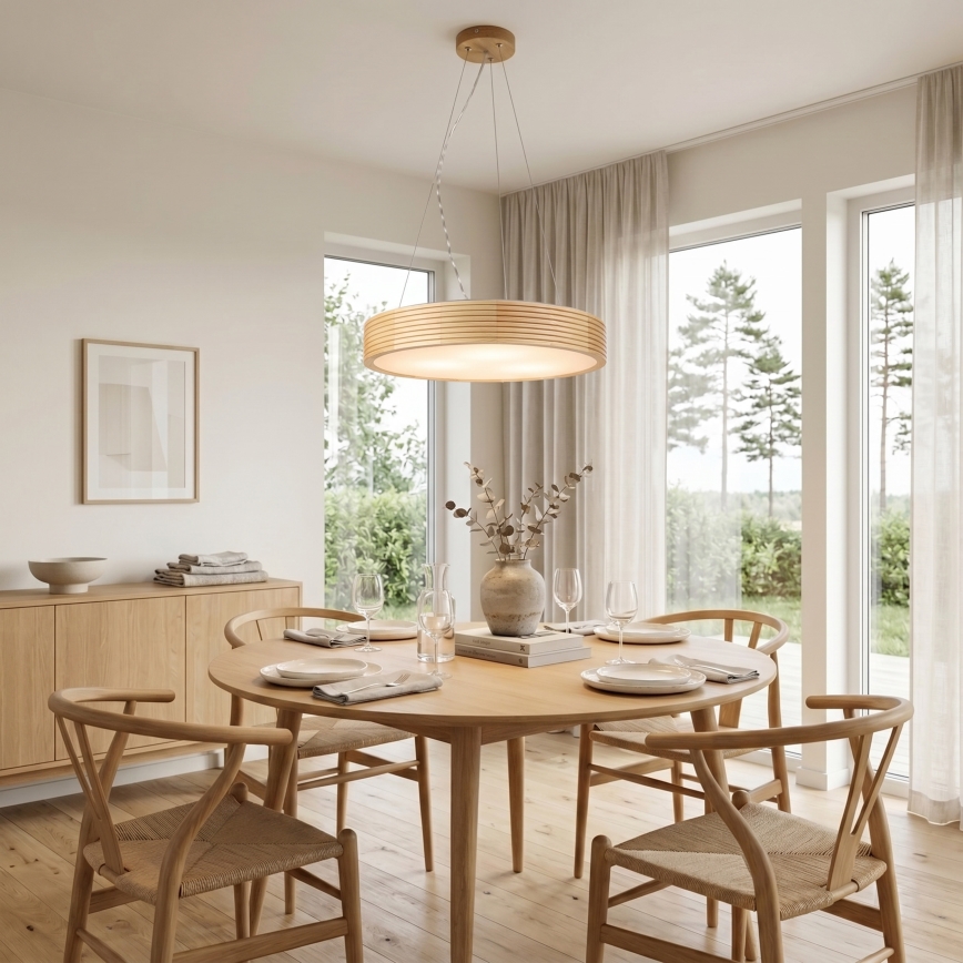 Luster na kabelu NATURAL MODERN 3xE27/15W/230V Ø 47,5 cm borovina