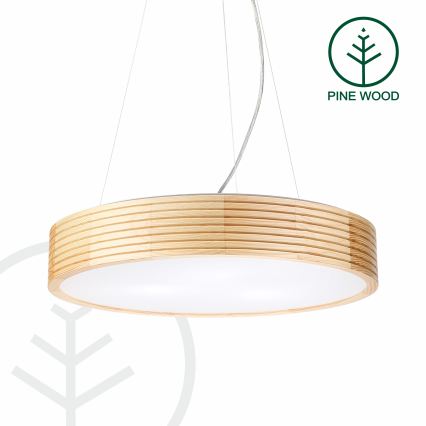 Luster na kabelu NATURAL MODERN 3xE27/15W/230V Ø 47,5 cm borovina