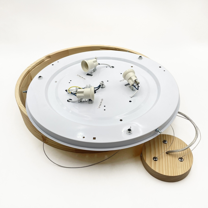 Luster na kabelu NATURAL MODERN 3xE27/15W/230V Ø 47,5 cm borovina