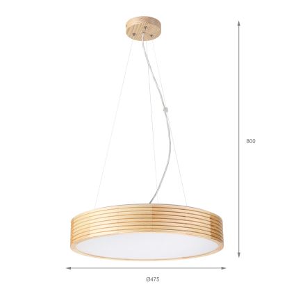 Luster na kabelu NATURAL MODERN 3xE27/15W/230V Ø 47,5 cm borovina