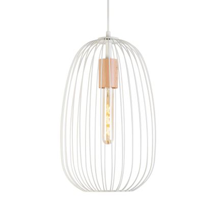 Luster na kabelu OVELLA 1xE27/15W/230V Ø 25 cm krem/borovina