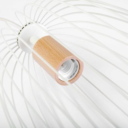 Luster na kabelu OVELLA 1xE27/15W/230V Ø 25 cm krem/borovina