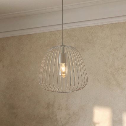 Luster na kabelu OVELLA 1xE27/15W/230V Ø 36 cm krem
