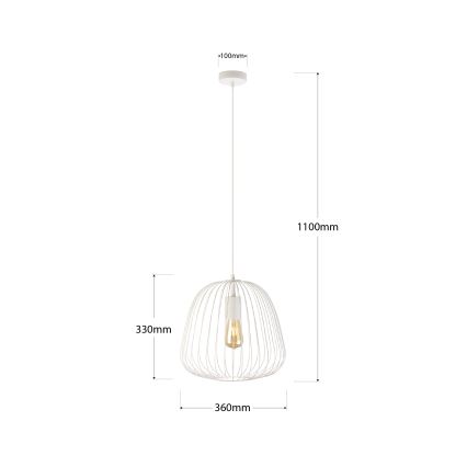 Luster na kabelu OVELLA 1xE27/15W/230V Ø 36 cm krem