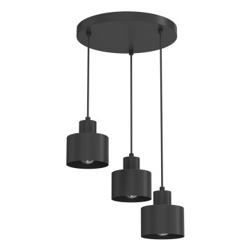 Luster na kabelu PARKLA 3xE27/15W/230V crna
