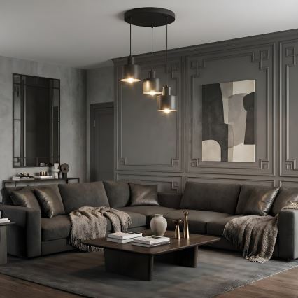 Luster na kabelu PARKLA 3xE27/15W/230V crna