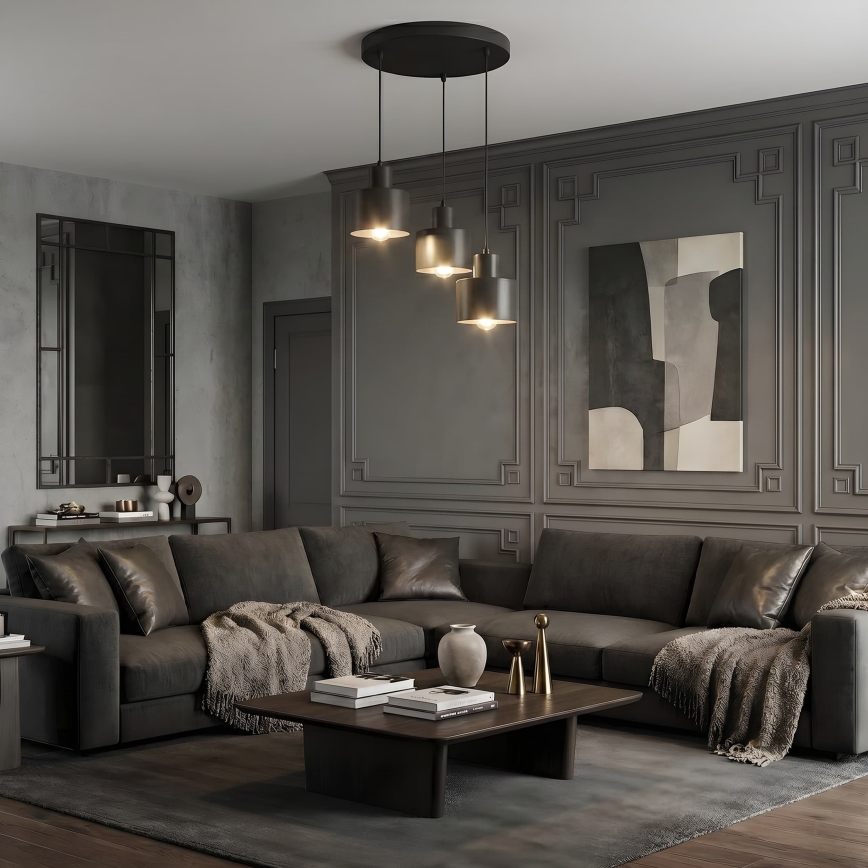Luster na kabelu PARKLA 3xE27/15W/230V crna