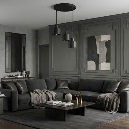 Luster na kabelu PARKLA 3xE27/15W/230V crna