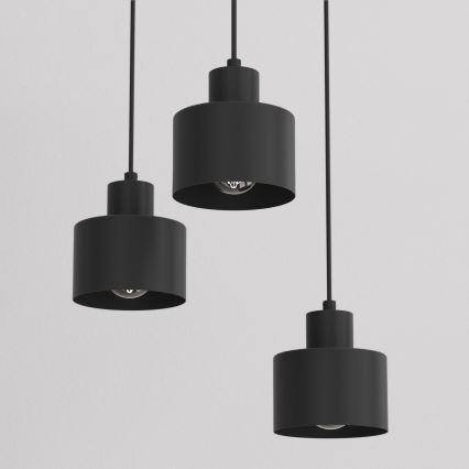 Luster na kabelu PARKLA 3xE27/15W/230V crna
