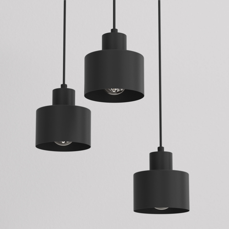 Luster na kabelu PARKLA 3xE27/15W/230V crna