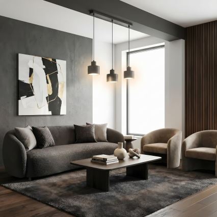Luster na kabelu PARKLA 3xE27/15W/230V crni