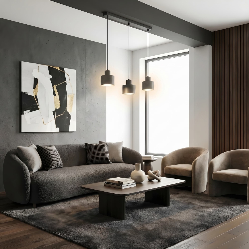 Luster na kabelu PARKLA 3xE27/15W/230V crni