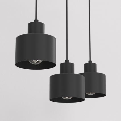Luster na kabelu PARKLA 3xE27/15W/230V crni