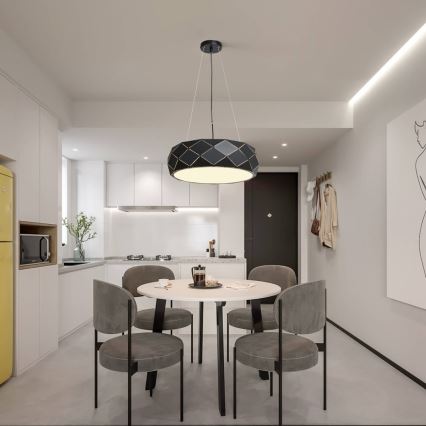 Luster na kabelu REUS 3xE27/40W/230V Ø 47 cm crni