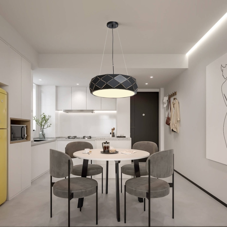 Luster na kabelu REUS 3xE27/40W/230V Ø 47 cm crni