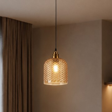 Luster na kabelu ROCCO 1xE27/15W/230V zlatna/dimljeno-bež