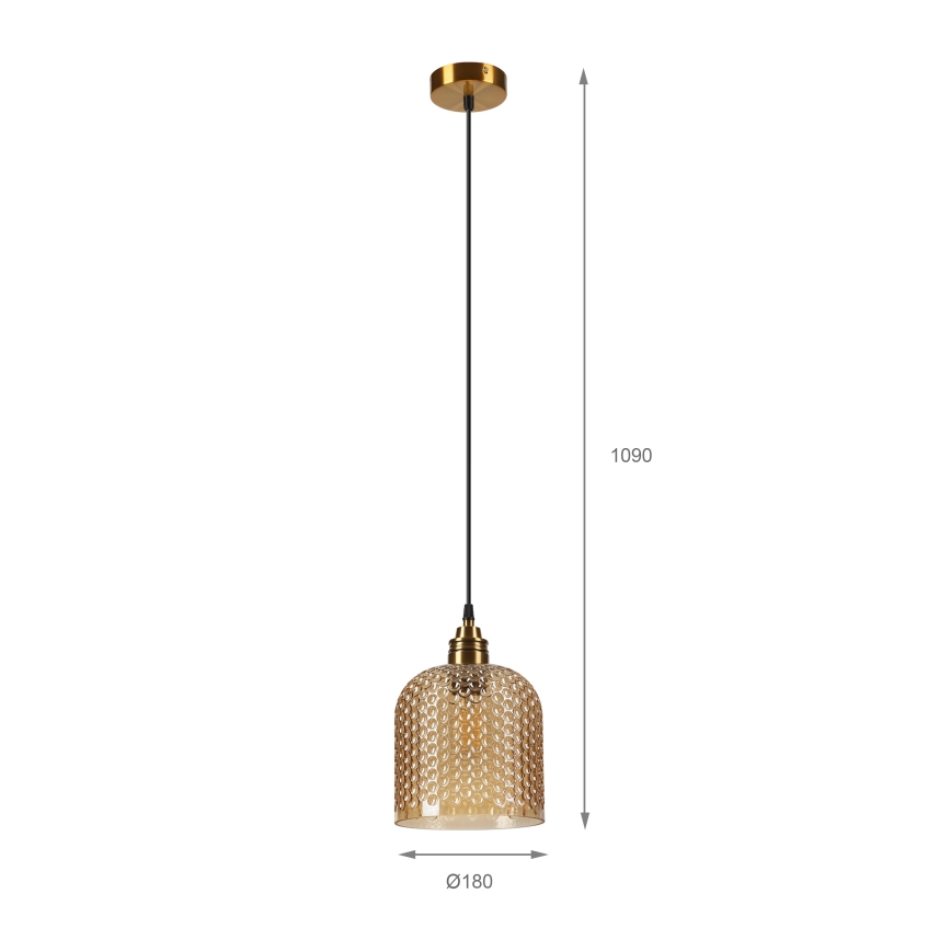 Luster na kabelu ROCCO 1xE27/15W/230V zlatna/dimljeno-bež