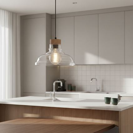 Luster na kabelu SINGLE 1xE27/60W/230V Ø 28 cm hrast