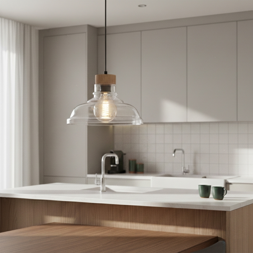 Luster na kabelu SINGLE 1xE27/60W/230V Ø 28 cm hrast