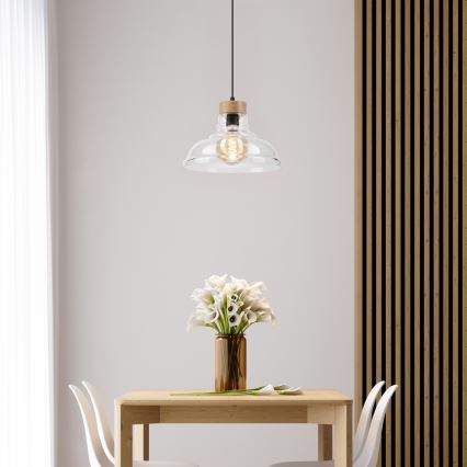 Luster na kabelu SINGLE 1xE27/60W/230V Ø 28 cm hrast