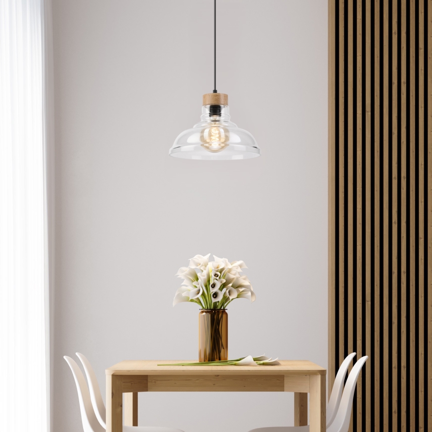 Luster na kabelu SINGLE 1xE27/60W/230V Ø 28 cm hrast