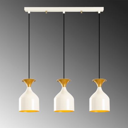 Luster na kabelu SIVANI 3xE27/40W/230V bijela/bakrena