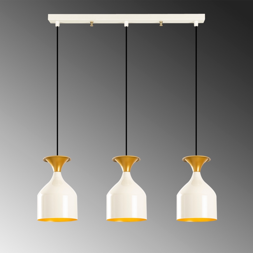 Luster na kabelu SIVANI 3xE27/40W/230V bijela/bakrena