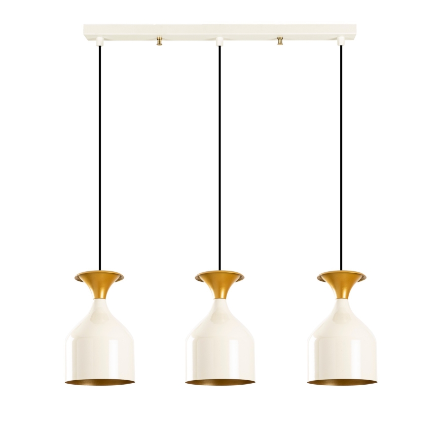Luster na kabelu SIVANI 3xE27/40W/230V bijela/bakrena