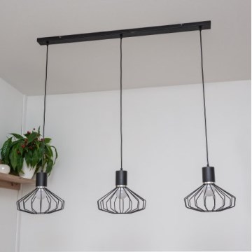 Luster na kabelu SOLANO 3xE27/15W/230V crna/sjajni krom