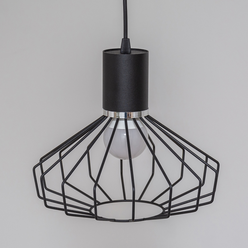Luster na kabelu SOLANO 3xE27/15W/230V crna/sjajni krom