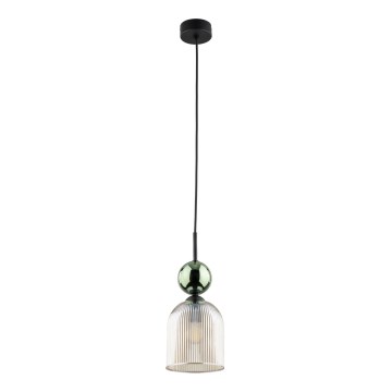 Luster na kabelu SOPHIA 1xE14/10W/230V crna/zelena/dimno bež