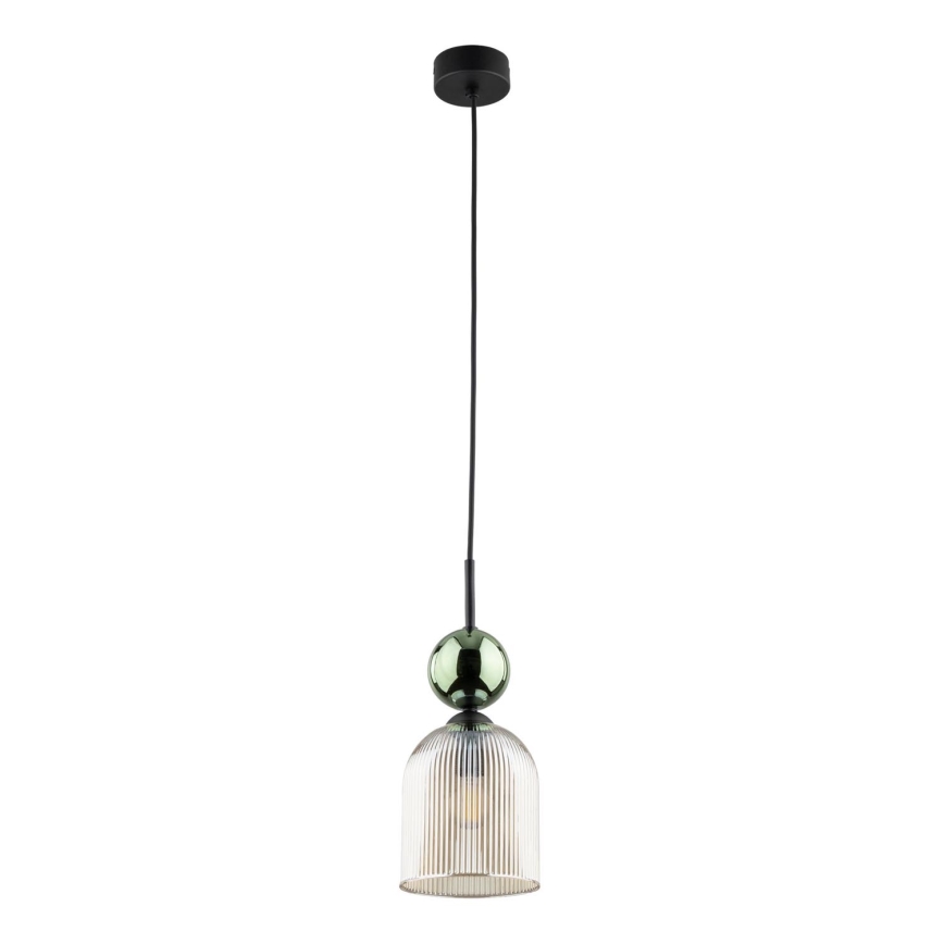 Luster na kabelu SOPHIA 1xE14/10W/230V crna/zelena/dimno bež