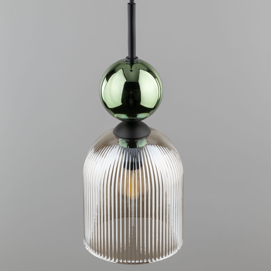 Luster na kabelu SOPHIA 1xE14/10W/230V crna/zelena/dimno bež
