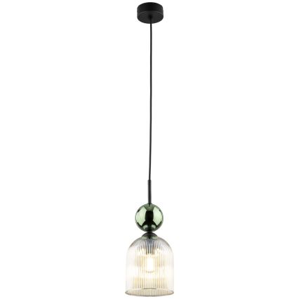 Luster na kabelu SOPHIA 1xE14/10W/230V crna/zelena/dimno bež