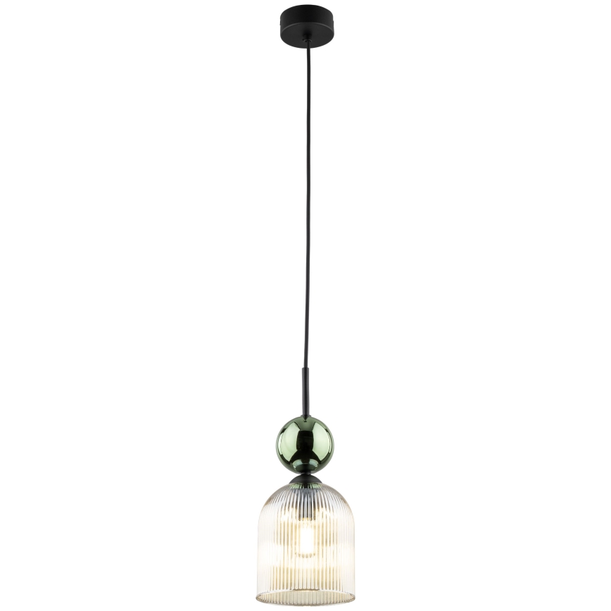 Luster na kabelu SOPHIA 1xE14/10W/230V crna/zelena/dimno bež